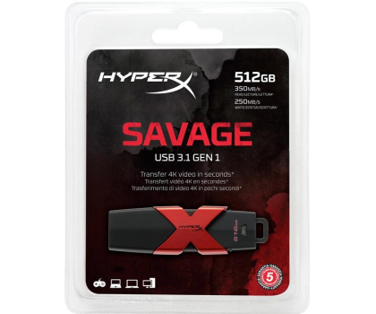 PenDrive HyperX 512GB Savage (USB 3.1 Gen 1) 350MB/s